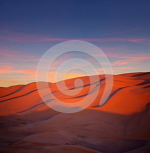 Sand dunes in Sahara desert in Africa