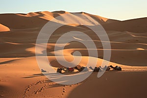 Sand Dunes in Sahara Desert in Merzouga Morocco