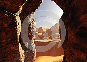 Sand dunes Sahara Desert at sunset