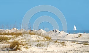 Sand Dunes and Sailboat