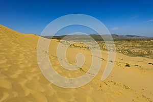 Sand dunes of the Sarykum dune. A natural monument. Dagestan. Russia.