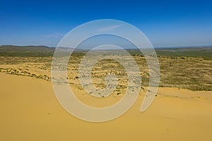 Sand dunes of the Sarykum dune. A natural monument. Dagestan. Russia.