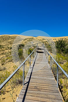 Sand dunes of the Sarykum dune. A natural monument. Dagestan. Russia.