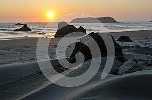 Sand Dunes and Sea Stacks near Gold Beach, Oregon