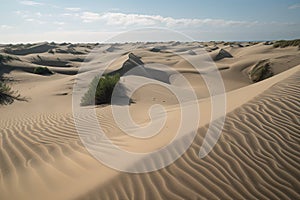 sand dunes in the shape of waves, with crests and troughs