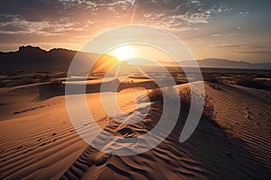 sand dunes with sunrise or sunset, creating beautiful contrast of colors