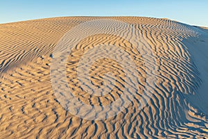 Sand dunes at sunset along the western coast of the Baja peninsula