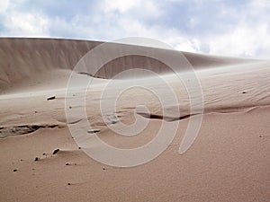 Sand dunes on windy day at Punto Paloma