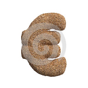 Sand euro currency sign - 3d Business beach symbol - Holidays, travel or ocean concepts