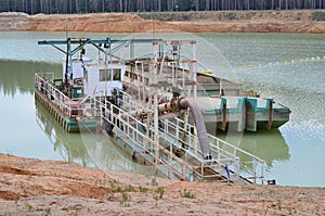 Sand extraction, suction boat in the sand quarry II Cep, South B