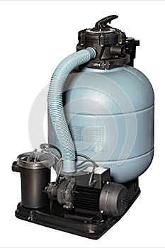 Sand filter for swimming pools on a white isolated background
