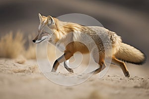 Sand fox running sideview. Generate Ai