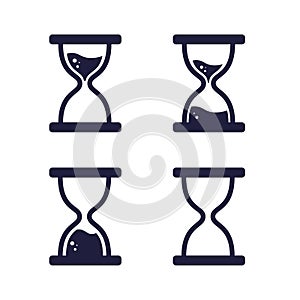 Sand Glass Clock Icons Set. Vector icon set