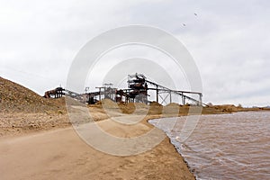 Sand and gravel separator on the waterfront