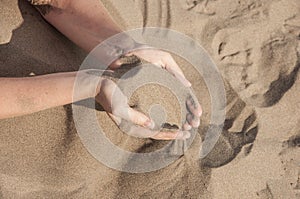 sand in hands