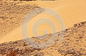 Sand hills and stones In the desert