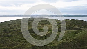 Sand Hills, Tramore, Waterford, Ireland. One of the largest dunes in Europe. Drone Aereal footage