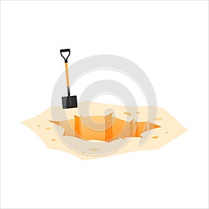 Sand hole, cartoon vector icon