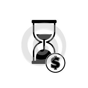 Sand Hourglass with dollar icon isolated on white background