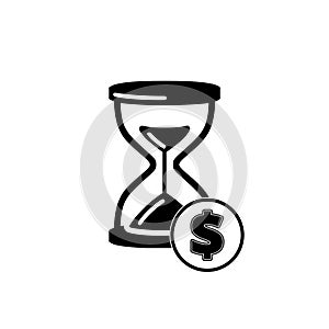 Sand Hourglass with dollar icon isolated on white background