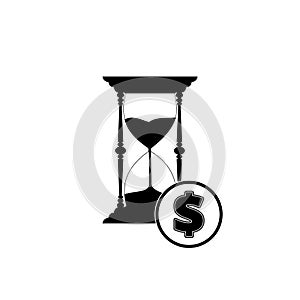 Sand Hourglass with dollar icon isolated on white background