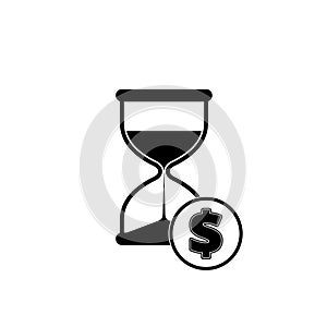 Sand Hourglass with dollar icon isolated on white background