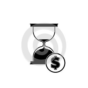 Sand Hourglass with dollar icon isolated on white background