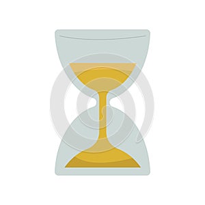 Sand hourglass flowing. Time measuring Vector. Glass object instrument. Clock icon element.