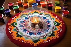 sand mandala carefully crafted on a shrine