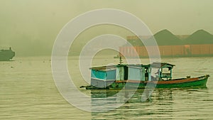 Sand miner activity at Mahakam River, Samarinda