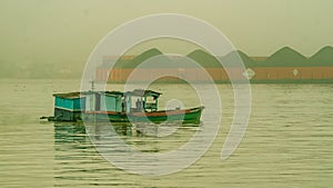 Sand miner activity at Mahakam River, Samarinda