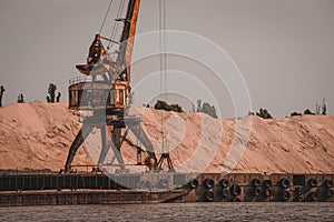 Sand mining along the banks of the river