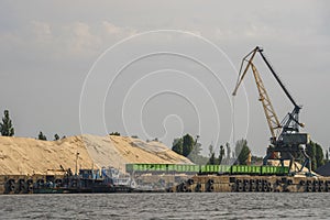 Sand mining along the banks of the river