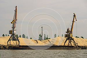 Sand mining along the banks of the river