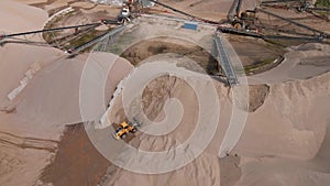 Sand mining factory, aerial view