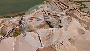 Sand mining factory, aerial view