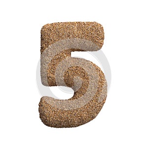 Sand number 5 - 3d beach digit - Holidays, travel or ocean concepts