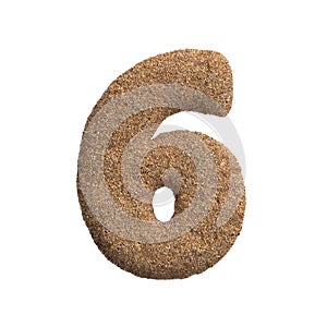 Sand number 6 - 3d beach digit - Holidays, travel or ocean concepts