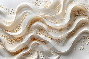 Sand particles on white background, simple, minimalistic, ized, flat design, sand wave effect, top view, no shadows, no refle