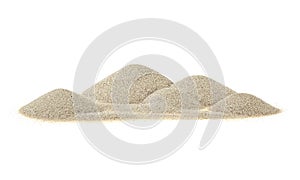 Sand pile isolated on white background. Desert sand