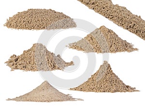 Sand piles isolated on white