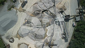 Sand Quarry Excavator Aerial View