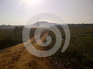 Sand road in the countryside