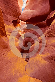 Sand on sandstone in lower antelope canyon