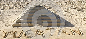 Sand sculpture of Chichen Itza photo