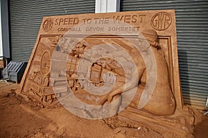 Sand Sculpture Commemorating The Great Western Railway. York, England, UK. August 17th, 2010.