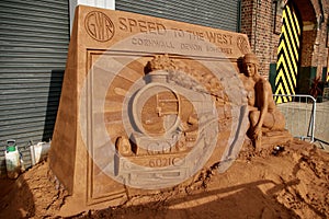 Sand Sculpture Commemorating The Great Western Railway. York, England, UK. August 17th, 2010.