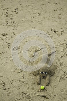 Sand sculpture of a dog