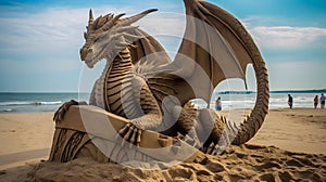 Sand sculpture of a dragon