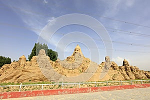 Sand sculpture of Genghis Khan and his comrades, adobe rgb